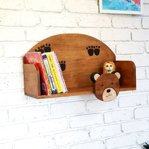 Wooden Wall Mounted Book Shelf | Bear Theme | Children’s Room