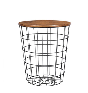 YES4HOMES Vintage Round Coffee Tables | Set of 2 | Side Tables | Robust Steel Frame for Living Room | Bedroom | Rustic Brown and Black