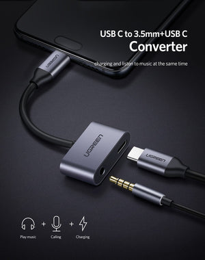 TypeC to 3.5mm Audio + TypeC Female Adapter | Aluminium | 50596