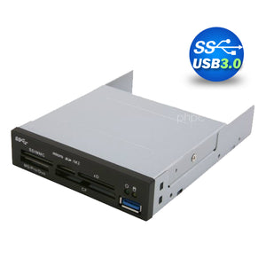 3.5" USB 3.0 All-in-One Internal Card Reader | Full Long Metal | with Front USB | Black