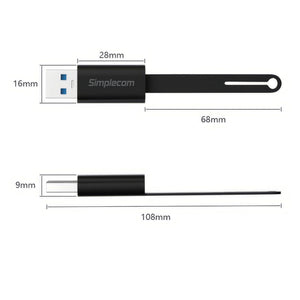 Simplecom CA132 USB-A Male to USB-C Female Adapter | USB 3.2 Gen 2 | Data & Charging | 10Gbps