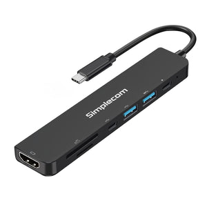 Simplecom CH547 USB-C 7-in-1 Multiport Adapter | USB Hub | HDMI | Card Reader | PD