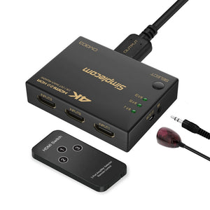 Simplecom CM303 Ultra HD 3-Way HDMI Switch | 3 In 1 Out Splitter | 4K @60Hz