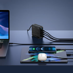 CU400 4-Port PD 100W GaN Fast Charger | 3x USB-C + USB-A | For Phone, Tablet, Laptop