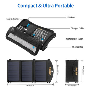SC001 19W Portable Solar Panel Charger | SunPower Panels | Dual USB Charger for Camping/RV/Outdoors