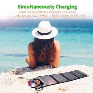 SC005 22W Portable Waterproof Foldable Solar Panel Charger | Dual USB Ports