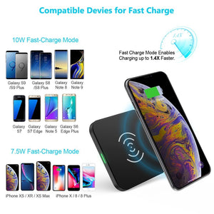 T511S Qi Certified 10W/7.5W Fast Wireless Charger Pad