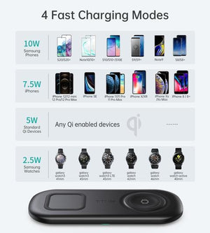 T570-S 2-in-1 Wireless Charger | 10W Max Wireless Charging Pad with Adapter for Galaxy Watch