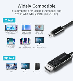 CHOETECH XCP-1803 USB-C to DisplayPort Cable | 1.8M | 8K @30Hz | Two-Way