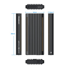 Simplecom SE525 NVMe / SATA M.2 SSD USB-C Enclosure | RGB Light | USB 3.2 Gen 2 | 10Gbps