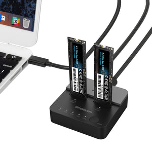 Simplecom SD550v2 USB 3.2 Gen2x2 to Dual Bay NVMe M.2 SSD Docking Station | Duplicator | Offline Clone