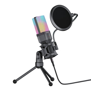 Simplecom UM650 USB Cardioid Condenser Microphone | Gaming Mic with RGB Lights, Tripod & Pop Filter