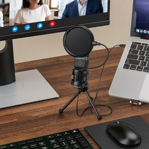Simplecom UM650 USB Cardioid Condenser Microphone | Gaming Mic with RGB Lights, Tripod & Pop Filter