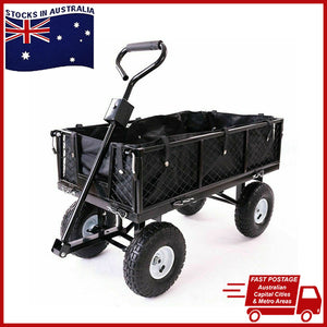 Garden Dump Cart | Rolling Mesh | Steel Frame | 10" Pneumatic Tyres | 300kg Capacity | Black