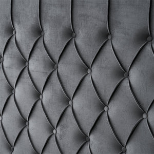 Paris Tall Tufted Velvet Dark Grey Bed with Storage Drawer | King Size