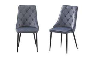 Button Tufted Grey Dining Chairs | Set of 4