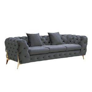 Grand Tufted Lounge | Dark Grey Velvet | Gold Legs