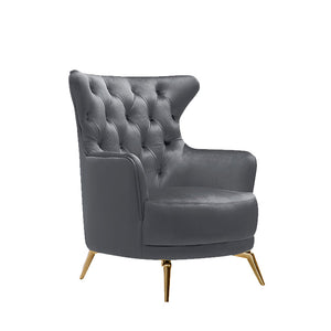Grand Tufted Lounge | Dark Grey Velvet | Gold Legs