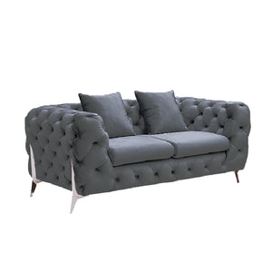 Grand Tufted Lounge | Dark Grey Velvet | Silver Legs
