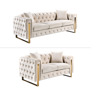 Madeline Range | Beige Velvet | Gold Trims