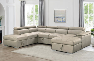 Plush Sleeper Modular Chaise Lounge | Mushroom | Comfortable Convertible Sectional Sofa
