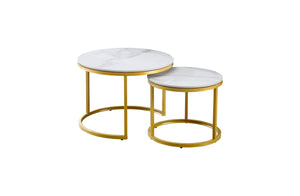 Nesting Style Coffee Table | White on Champagne Gold | 60cm/45cm