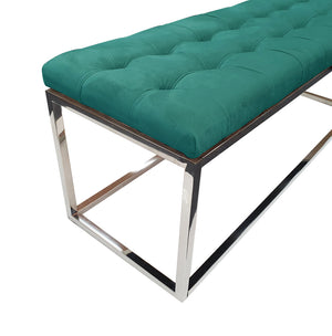 Holly Ottoman | Silver Base | Green Seat