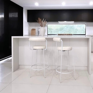 Interior Ave - Calipo White Leather Kitchen Bar Stool | Set of 2