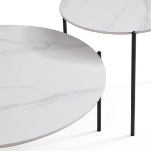 Interior Ave Bianco Nested Coffee Table Set | White Marble Stone | Modern Design