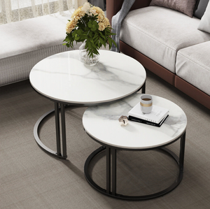 Interior Ave Premier Nested Coffee Table Set | White Marble Stone | Elegant & Timeless