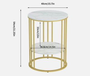 CLEO Gold Antique Stone Table - Two Shelf