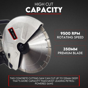 Petrol Demolition Saw | 75CC Concrete Cut Off Wet Road Cutter | Brick Cutting | 350MM Blade