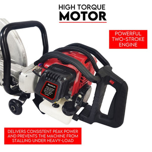 Petrol Demolition Saw | 75CC Concrete Cut Off Wet Road Cutter | Brick Cutting | 350MM Blade