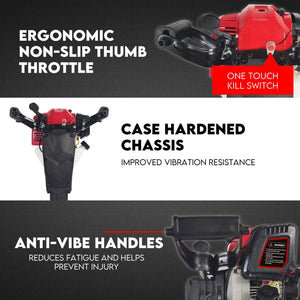 Petrol Jackhammer | 52CC | 2-Stroke Concrete Tile Breaker | Heavy Duty Demolition Hammer