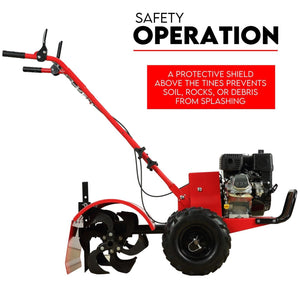 Petrol Tiller Cultivator | 212cc | 4 Blades | Rotary Hoe | Handheld Garden Tool