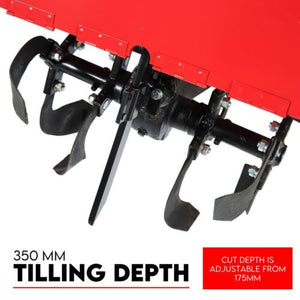 Petrol Tiller Cultivator | 212cc | 4 Blades | Rotary Hoe | Handheld Garden Tool