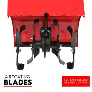 Petrol Tiller Cultivator | 212cc | 4 Blades | Rotary Hoe | Handheld Garden Tool