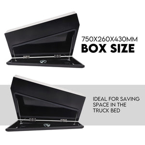 Black Steel 750mm Under Tray Tool Box Underbody Pair Set