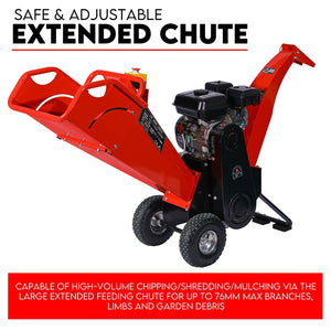 Wood Chipper Mulcher | 7HP | Self Feeding Petrol Machine | Portable Garden Shredder