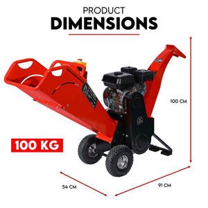 Wood Chipper Mulcher | 7HP | Self Feeding Petrol Machine | Portable Garden Shredder