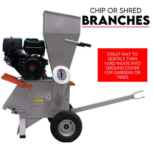 Garden Mulcher Shredder | 15HP Petrol Engine | Wood Chipper for Tree Branches & Mulch
