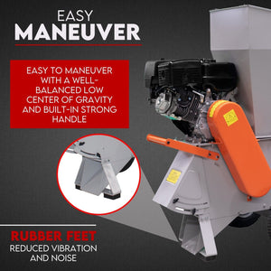 Garden Mulcher Shredder | 15HP Petrol Engine | Wood Chipper for Tree Branches & Mulch