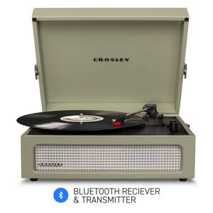 Crosley Voyager Bluetooth Portable Turntable | Sage + Majority D40 Bluetooth Speakers | Black | Bundle
