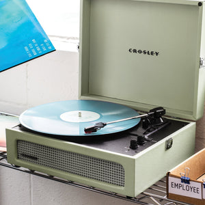 Crosley Voyager Bluetooth Portable Turntable | Sage + Majority D40 Bluetooth Speakers | Black | Bundle