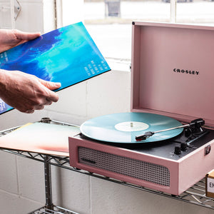 Crosley Voyager Bluetooth Portable Turntable | Amethyst + Crosley Record Storage Display Stand