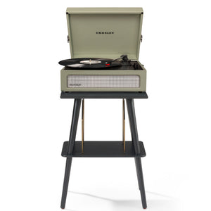 Crosley Voyager Bluetooth Portable Turntable + Entertainment Stand Bundle | Sage Green | Retro Vinyl Setup