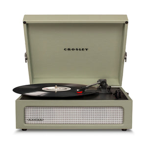 Crosley Voyager Bluetooth Portable Turntable + Entertainment Stand Bundle | Sage Green | Retro Vinyl Setup