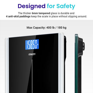 Etekcity Digital Body Weight Bathroom Scale, Black & Etekcity Smart Blood Pressure Monitor, White Bundle
