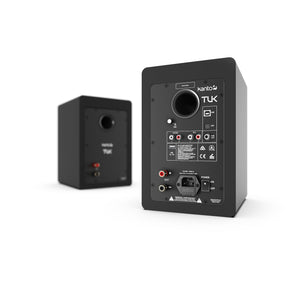 Kanto TUK 260W Powered Bookshelf Speakers | Bluetooth | USB | Phono Preamp | Matte Black | SE6 Black Stand Bundle
