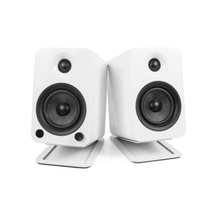 Kanto YU4 140W Powered Bookshelf Speakers | Bluetooth & Phono Preamp | Matte White | S4W White Stand Bundle